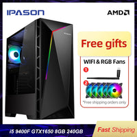 IPASON Intel Desktop Gaming PC Intel Core i5 9400F GTX1650/1050TI 240GB M.2 SSD 8GB DDR4 RAM Latest Generation Desktop Computer