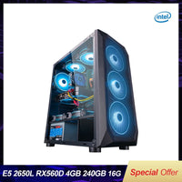 Intel Assembled Desktop Computer Intel Xeon E5-2650L 8-Core/RX560/GTX960 4G/16G RAM 240G SSD Cheap Gaming High Performance PC