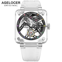 AGELOCER Swiss Original Brand Full Sapphire Crystal Gems Men's Automatic Tourbillon Watches Men Mechanical Power Reserve 80H