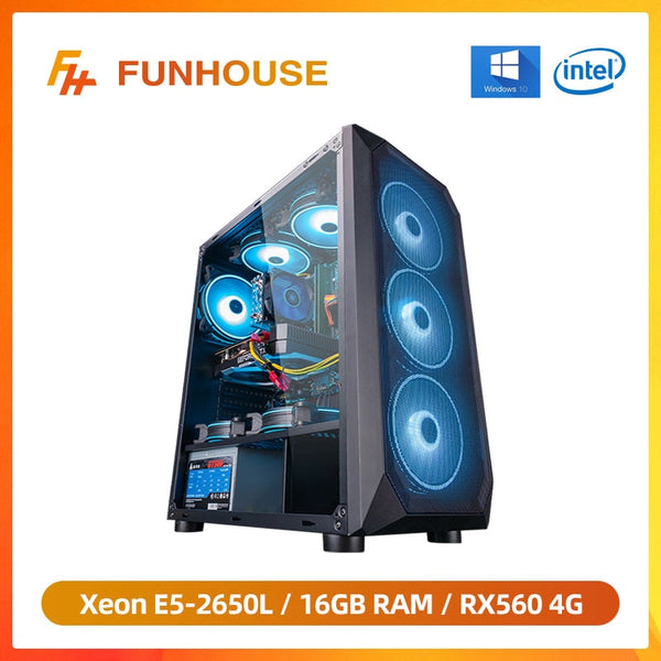 Funhouse Assembled Desktop Computer Intel Xeon E5-2650L 8-Core/RX560 4G/16G RAM 240G SSD Cheap Gaming High Performance Desktop