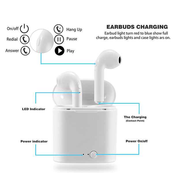 BOHM i7s TWS Wireless Earpiece  Bluetooth 5.0 Earphone sport Earbuds Headset With Mic charge box For smartphone