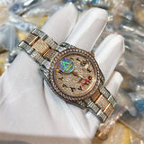36mm Silver&Rose Gold Iced out Luxury Brand Rolexable watch Date-Just + Box Men automatic self-wind sweeping full diamonds