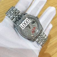 36mm Silver Iced out Luxury  Rolexable watch Crystal Zircon Diamonds numbers Date-Just + Box Men automatic self-wind sweeping