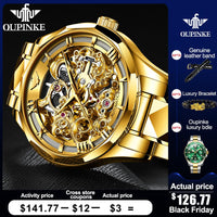 Swiss Brand OUPINKE Luxury Men Watches Automatic Gold Watch Men Tungsten Steel Waterproof 5ATM Business Mechanical Wristwatch