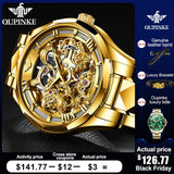 Swiss Brand OUPINKE Luxury Men Watches Automatic Gold Watch Men Tungsten Steel Waterproof 5ATM Business Mechanical Wristwatch