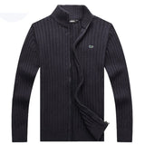 High Quality 100% Cotton Thick Mens Sweaters Embroidery Brand Casual High-Collar knitted Mens Zipper Sweaters Fashion Male Coats