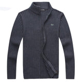 High Quality 100% Cotton Thick Mens Sweaters Embroidery Brand Casual High-Collar knitted Mens Zipper Sweaters Fashion Male Coats