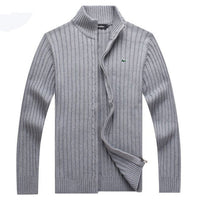 High Quality 100% Cotton Thick Mens Sweaters Embroidery Brand Casual High-Collar knitted Mens Zipper Sweaters Fashion Male Coats