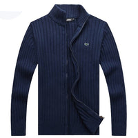 High Quality 100% Cotton Thick Mens Sweaters Embroidery Brand Casual High-Collar knitted Mens Zipper Sweaters Fashion Male Coats