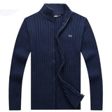 High Quality 100% Cotton Thick Mens Sweaters Embroidery Brand Casual High-Collar knitted Mens Zipper Sweaters Fashion Male Coats