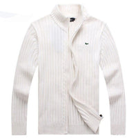 High Quality 100% Cotton Thick Mens Sweaters Embroidery Brand Casual High-Collar knitted Mens Zipper Sweaters Fashion Male Coats