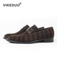 Vikeduo Men'S Crocodile Skin Loafers Shoes Custom Genuine Leather Fashion Party Wedding Dress Office Original Designer