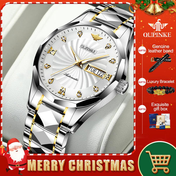 Swiss Brand OUPINKE Luxury Men Watches Automatic Watch Mens Tungsten Steel Waterproof 5ATM Business Mechanical Wristwatch 3169