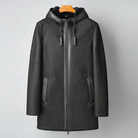 Original Fur One Smart Casual Jacket Man Long Hooded Outerwear Thickened Warmth Large Size Sheep Shearer Coat