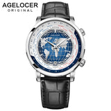 AGELOCER Swiss Brand Designer Men's Watch with World Time Date Power Reserve 80 Hours Self-winding Mechanical Automatic Watches
