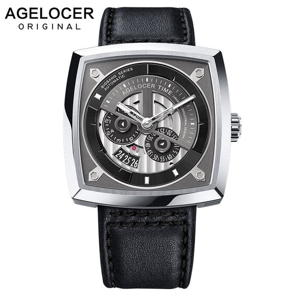 2019 New Swiss Brand AGELOCER Big Sport Watch Men Luminous Analog Automatic Watches Top Black Watch relogio masculino 5601A1