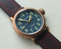Men's Pilot Retro Watches Cusn8 Bronze Diver Wristwatch 300m Water Resistant sapphire glass Swiss Movement Watch for Men male
