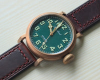 Men's Pilot Retro Watches Cusn8 Bronze Diver Wristwatch 300m Water Resistant sapphire glass Swiss Movement Watch for Men male