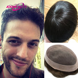AddBeauty Man Toupee Replacement Systems Mono NPU Handmade Men Wig Hairpiece 30mm Wave Natural Remy Indian Human Hair 6 Inch