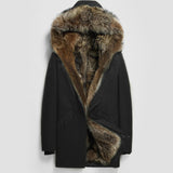 Coat Men Real Parka Long Winter Jacket Natural Raccoon Fur Liner Warm Luxury Jackets Parkas Hombre 91817 KJ2442