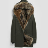 Coat Men Real Parka Long Winter Jacket Natural Raccoon Fur Liner Warm Luxury Jackets Parkas Hombre 91817 KJ2442