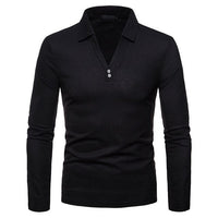 Long Sleeve Polo Shirts For Men Slim Fit Shirt Casual Tops Tees Plus Size Polos Shirt  Solid Color 2019 Wholesale High Quality