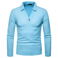 Long Sleeve Polo Shirts For Men Slim Fit Shirt Casual Tops Tees Plus Size Polos Shirt  Solid Color 2019 Wholesale High Quality