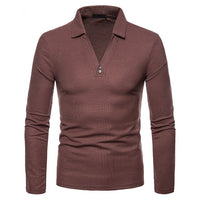 Long Sleeve Polo Shirts For Men Slim Fit Shirt Casual Tops Tees Plus Size Polos Shirt  Solid Color 2019 Wholesale High Quality