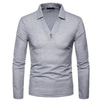 Long Sleeve Polo Shirts For Men Slim Fit Shirt Casual Tops Tees Plus Size Polos Shirt  Solid Color 2019 Wholesale High Quality