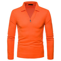Long Sleeve Polo Shirts For Men Slim Fit Shirt Casual Tops Tees Plus Size Polos Shirt  Solid Color 2019 Wholesale High Quality