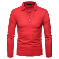 Long Sleeve Polo Shirts For Men Slim Fit Shirt Casual Tops Tees Plus Size Polos Shirt  Solid Color 2019 Wholesale High Quality