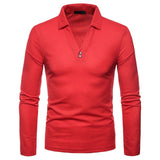 Long Sleeve Polo Shirts For Men Slim Fit Shirt Casual Tops Tees Plus Size Polos Shirt  Solid Color 2019 Wholesale High Quality