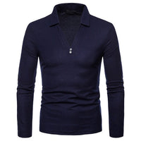 Long Sleeve Polo Shirts For Men Slim Fit Shirt Casual Tops Tees Plus Size Polos Shirt  Solid Color 2019 Wholesale High Quality