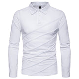 Long Sleeve Polo Shirts For Men Slim Fit Shirt Casual Tops Tees Plus Size Polos Shirt  Solid Color 2019 Wholesale High Quality