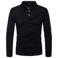 Long Sleeve Polo Shirts For Men Slim Fit Shirt Casual Tops Tees Plus Size Polos Shirt  Solid Color 2019 Wholesale High Quality