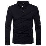Long Sleeve Polo Shirts For Men Slim Fit Shirt Casual Tops Tees Plus Size Polos Shirt  Solid Color 2019 Wholesale High Quality