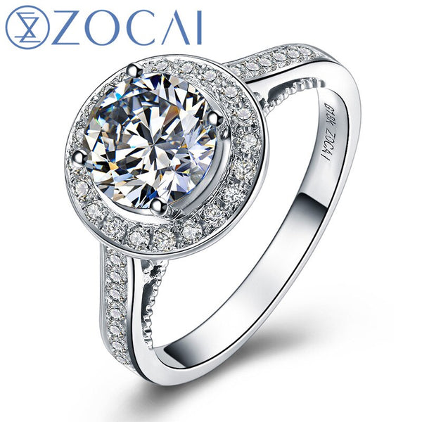 ZOCAI BRNAD MY LOVE "3.0 CARAT EFFECT" 1.25 CT CERTIFIED G / VS1 18K WHITE GOLD DIAMOND ENGAGEMENT RING  W02779