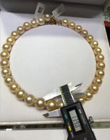 free shipping Noble jewelry 45cm 13-14MM NATURAL SOUTH SEA GOLD ROUUND PEARL NECKLACE AAAAslightly flawed
