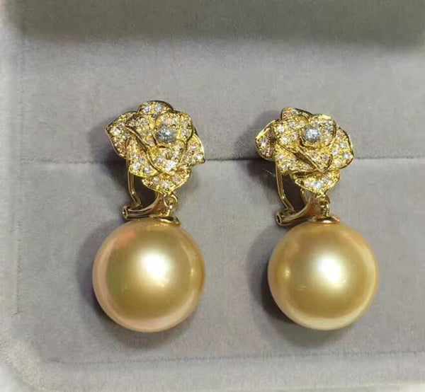 Wholesale price  ^^^ New 13-14mm  Natural south sea earring