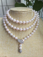 gorgeous-AAA-10mm-Akoya-round-white-pearl-necklace-40inch-silver>free shipping