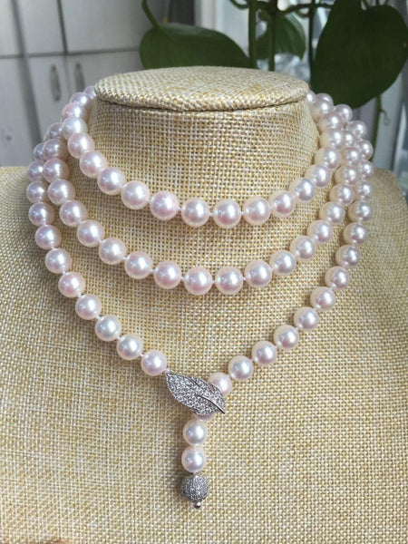 gorgeous-AAA-10mm-Akoya-round-white-pearl-necklace-40inch-silver>free shipping