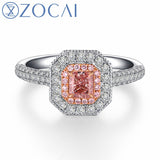 ZOCAI Brand Wedding Ring real natural GIA certificated main stone 0.36 CT FANCY PINK / SI1 18k white gold (AU750)engagement ring
