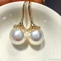 classic round south sea white 10-11mm pearl earring 18