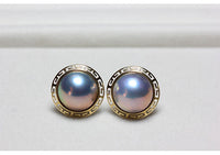 gorgeous 18/  k pair of 12-13mm south sea pearl stud earring