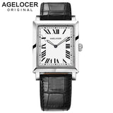 Agelocer Swiss Brand Ladies Watches Women Fashion Quartz watch France Genuine Real Leather Luminous 6.2MM Thin Dress Watches