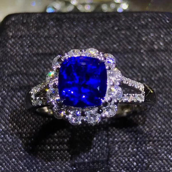 fine jewelery factory classic luxury 18k gold South Africa real diamond 2.49ct natural blue sapphire wedding engagement ring