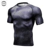 100p!Men Pro Compression 3D Print Tight T-shirt,High Elastic Quick-drying Wicking Sporting Fitness Short Sleeve Shirts Shapers