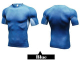 100p!Men Pro Compression 3D Print Tight T-shirt,High Elastic Quick-drying Wicking Sporting Fitness Short Sleeve Shirts Shapers