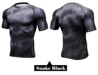 100p!Men Pro Compression 3D Print Tight T-shirt,High Elastic Quick-drying Wicking Sporting Fitness Short Sleeve Shirts Shapers