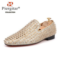 Piergitar 2019 Handmade spikes men shoes luxurious men leather loafers Fashion Party and wedding men's casual shoes plus size